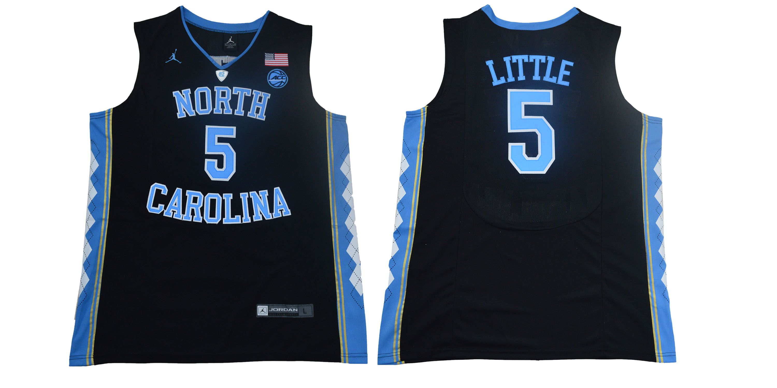 Men North Carolina Tar Heels #5 Little Black NBA NCAA Jerseys